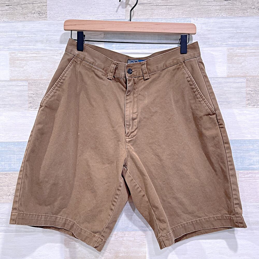 POLO Ralph Lauren " Prospect Chino Shorts Brown Flat Front Preppy Cotton Mens 30